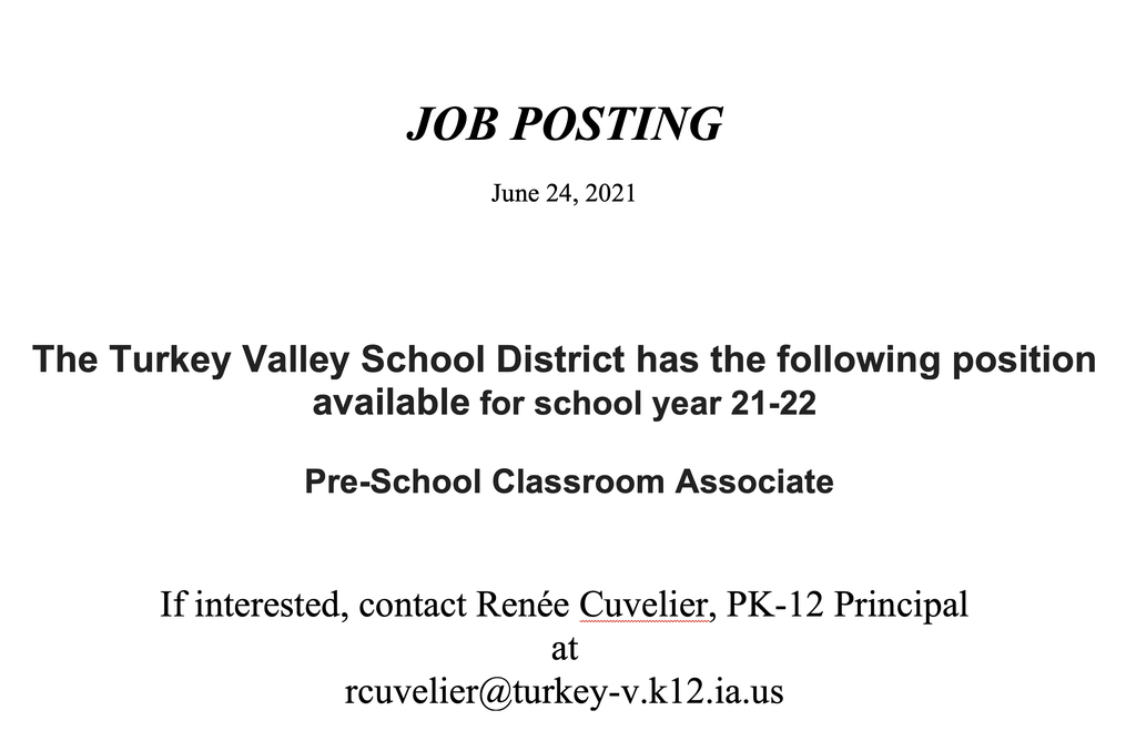 Job posting June 24, 2021